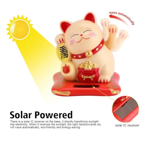 Cyrank Winkekatze Solarbetriebene, Maneki Neko Fortune Cat, Chinesische Glückskatze Lucky Cat, Winkende Japanische Glückskatze Mit winkenden Arm Solarbetrieben Für Home Display Car Decor
