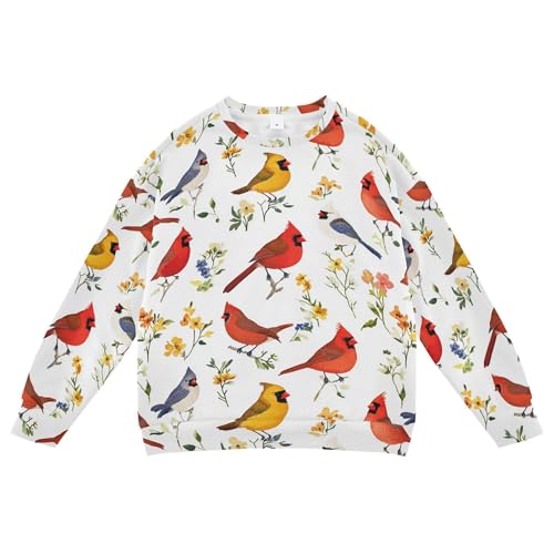 JUNZAN Funny Northern Red Birds White Little Kids Hooded Sweatshirt Crewneck Hoodies for Girls Athletic 4T