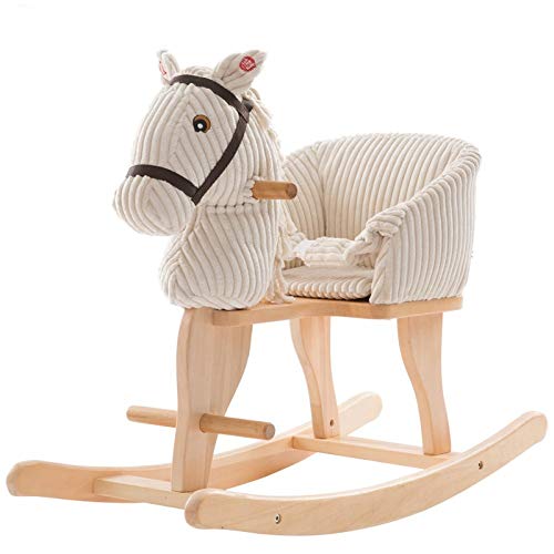 TGETBTTSR Schaukelpferd Kinder Schaukelpferd Trojaner 2 In 1 Massivholz Musik Baby Baby Schaukelstuhl Geschenk 1-4 Jahre…