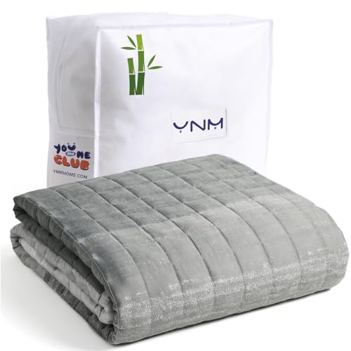 Image of YnM Cooling Weighted Blanket, Rayon Derived from Bamboo Oeko-Tex Certified Material, Bed Blanket for One Person of 240lbs, Ideal for Queen /King Bed (60x80 Inches, 25 Pounds, Gradient Dark Grey)