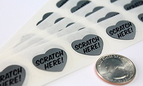 My Scratch Offs 1 Inch Silver Heart With Text Scratch Off Sticker Labels - 100 Pack #TOP25