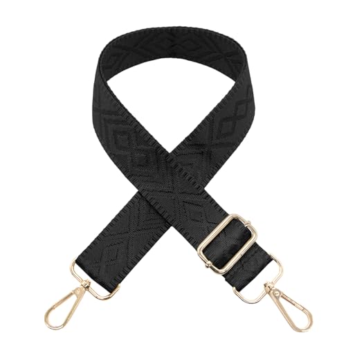 Long Keeper Purse Strap Wide Shoulder Straps for Crossbody Bag Strap Replacement Adjustable Guitar Straps for Women Handbags (Black #Diamond-Quilted Style)
