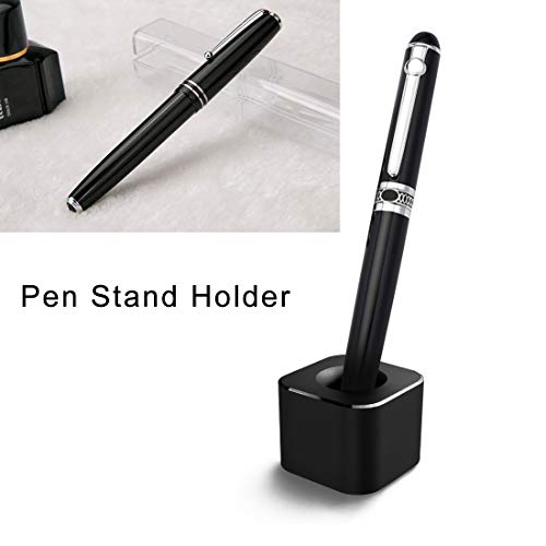Coideal Single Pen Stand Holder, Black Metal Pen Base Stand for Desk Fountain Pen, Toothbrush Brush, Students and Office - Image 3