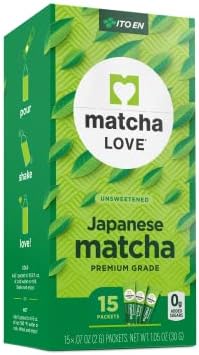 Matcha Love Japanese Matcha Unsweetened Green Tea Powder, 15 Single Serve Packets, 1.05 Ounces