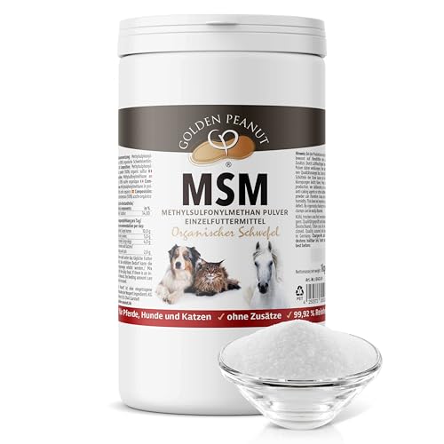 GOLDEN PEANUT MSM Methylsulfonylmethan Pulver 1 kg für Tiere, Reinheitsgrad 99,92%, organische Schwefelverbindung, ohne Rieselhilfen