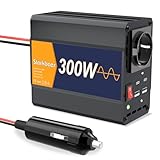 Starkbaer 300 W/600 W convertisseur 12V 220V Pur Sinus, transformateur 220V 12V, convertisseur onduleur Voiture, 4 Ports USB et 1 Prise Secteur. Prise Allume Cigarette, Alliage d'aluminium.
