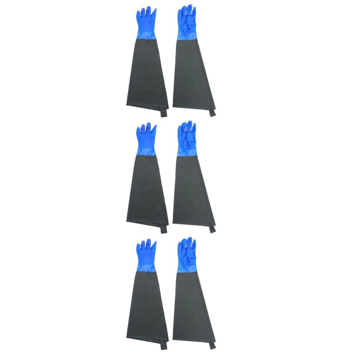 PRETYZOOM 6 Piezas Guantes de Pesca Largos Impermeables de Trabajo, Azul,