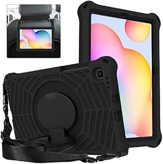 XunyLyee Case for Samsung Galaxy Tab S6 Lite (2022/ 2020) 10.4 inch SM-P613/ SM-P619/ SM-P610/ SM-P615, with 360° Rotating Stand / Handle / Shoulder Strap Shockproof Case - Black