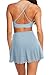 LASLULU Layered Tennis Skirt for Women Cute Mini Skirts High Waisted Golf Yoga Dance Sports Skorts Ballet Wrap Summer Outfits(Sky Blue Small)