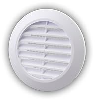 Lüftungsgitter Abschlussgitter rund Ø 90 mm weiß mit Insektennetz Gitter ABS Kunststoff witterungsbeständig Insektenschutz