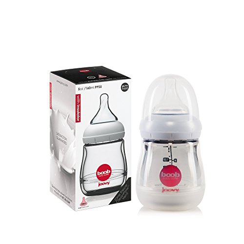 Image of Joovy Boob PPSU Bottle and Insulator, Grey, 5 Ounce