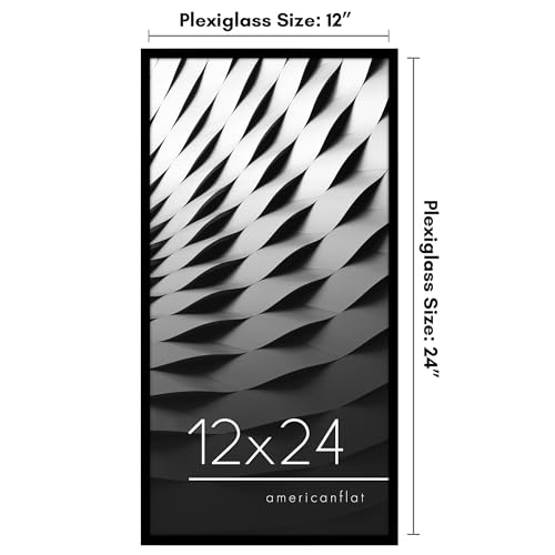 Americanflat 12x24 Picture Frame with Polished Plexiglass - Streamline Collection - Thin Border Picture Frame for Wall Display - Hanging Hardware Included - Black