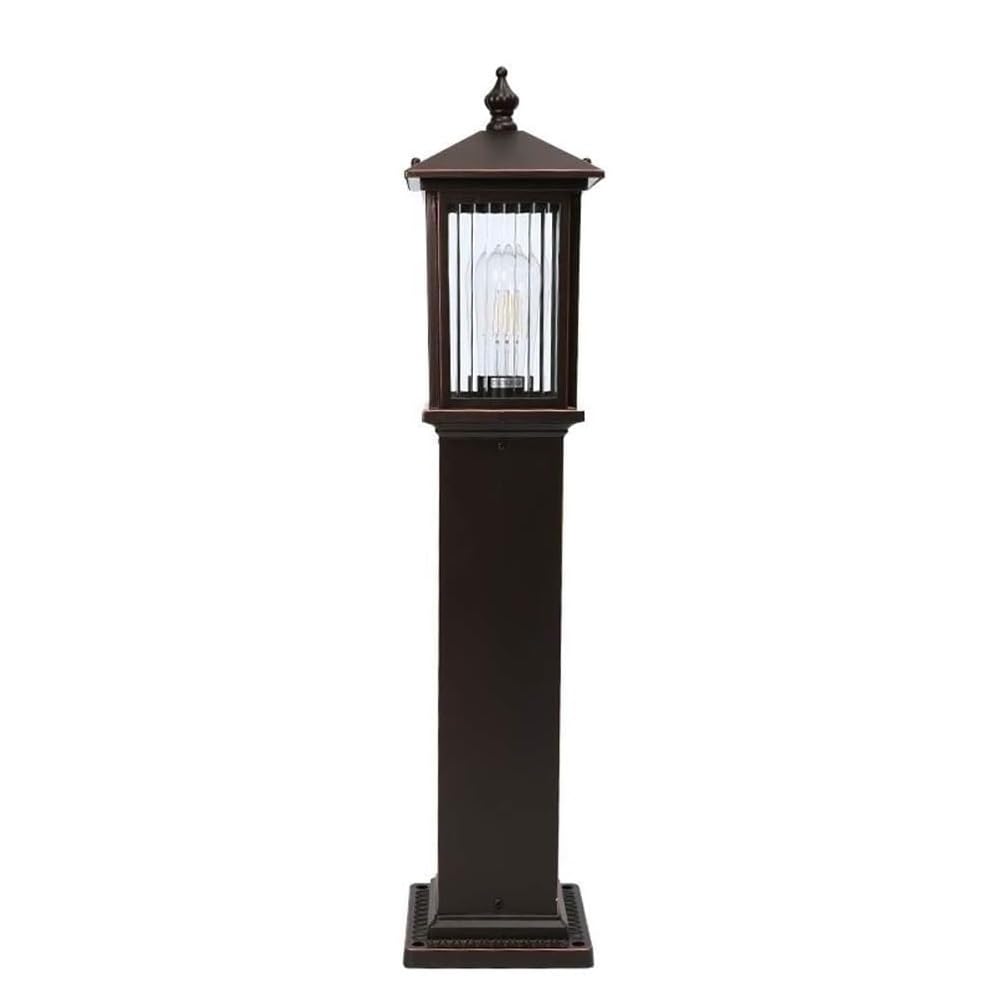 GTHTUHFD 27.6Inch Pole Lamp With Water Ripple Glass Shade, Street Lighting, Outdoor Post Light For Garden Patio Pathway Driveway