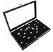 RJ Displays Glass Top Black Jewelry Display Case with 72 Slot Rings Tray. Comes with Free Jewelry Polishing Cloth