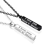 Matching Necklaces for Couples I Love You Stainless Steel Aesthetic Goth Engraved Always I Love You Forever Couple Necklace Jewelry Or Boyfriend and Girlfriend Him and Her I Love you
