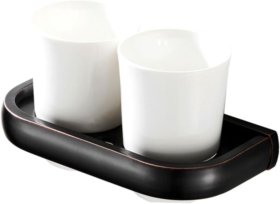 Black Bathroom Fixtures Wall-Mounted Toothbrush Cup Holder Reusable Cups