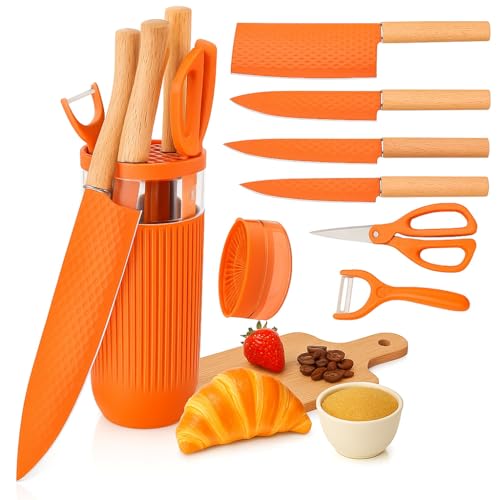 Knife Set, 7-Piece Kitchen Knife Set with Sharp Chef and Meat Knives, Anti-Rust Utility Knives Set for Kitchen, Kitchen Knife Block Set – Black