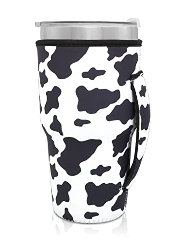AJLTPA Cup Holder with Handle, 30oz - 32oz Tumbler Cups, Cow Print