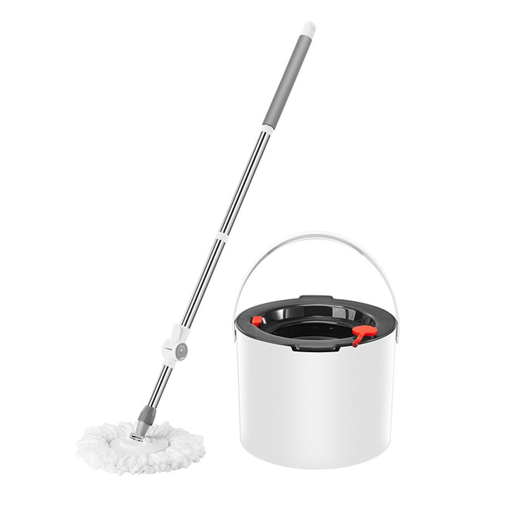 Juego de fregonas giratorias y Cubo con escurridor para el hogar, Doble Compartimento para Agua Sucia y Limpia con separación automática para Suelos de Madera, Paredes y Ventanas