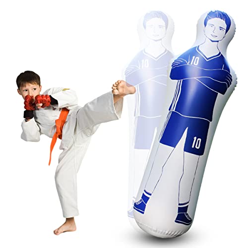 SUNSHINEMALL Aufblasbare Fußball Dummy Torwart Luft Mannequin Freistoß Verteidiger Wand Fußball Praxis Tumbler für Dribbling Wand Passing Drills (Blau)