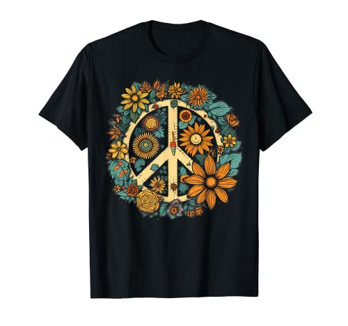 Letrero de paz con diseño de margarita hippie Camiseta