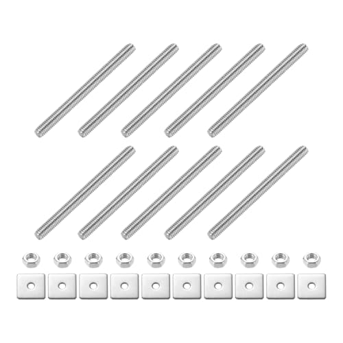 QUARKZMAN 10 Stück Gewindestange M3 x 35mm 304 Edelstahl Vollgewinde Schrauben Mit Muttern Und Unterlegscheiben Für Klemmen Aufhänger Und U-Bolzen Silber