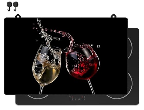 KitchyMist Protège Plaque Induction Vin - 83x52 cm - Déco cuisine - Protection pour plan de travail - Cuisson protégée - Fond de hotte de cuisine