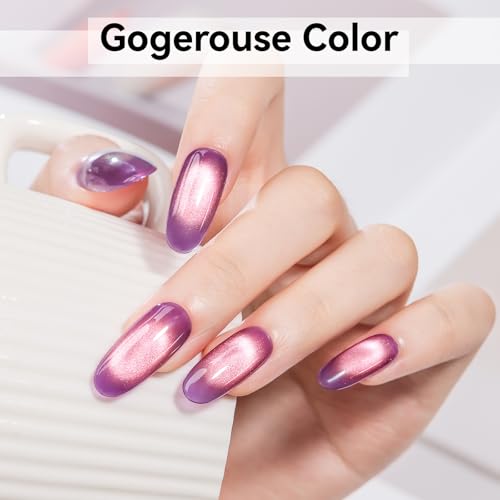 Bevimee Cat Eye Gel Nail Polish - Glass Purple CatEye Polish Holographic Mooncat Gel Polish with Magnet Stick Long-Lasting UV/LED Soak Off Home DIY Manicure — view 4