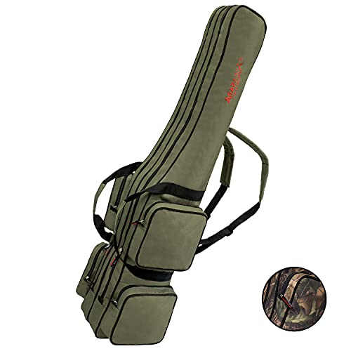 Foto von ARAPAIMA FISHING EQUIPMENT Allround Rutentasche Angeln Tasche mit 2 Innenfächern für Angelruten, Kescher und Rutenhalter - 150 cm - Oliv