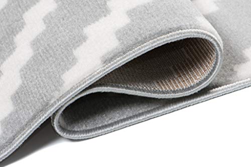 TAPISO Laila Teppich Modern Kurzflor Grau Weiß Geometrisch Marokkanisch Karo Design Wohnzimmer Schlafzimmer 80 x 150 cm – Bild 7
