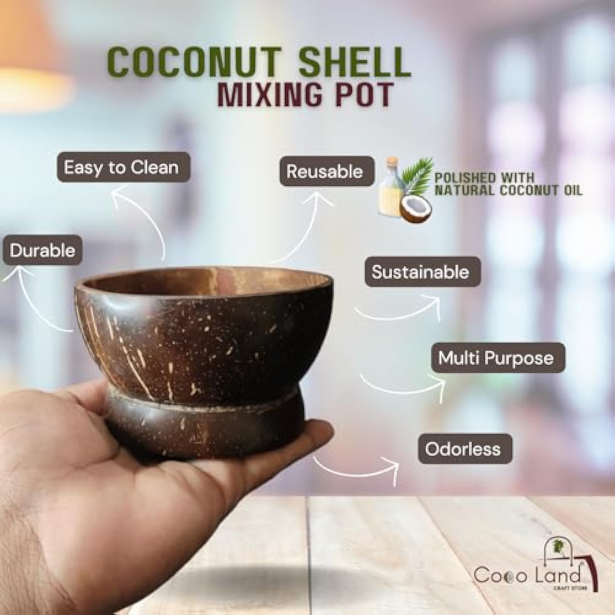 Coconut Shell Soup Bowl Set for Serving