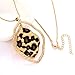 CEALXHENY Long Pendant Necklace for Women Animal Print Leopard Necklaces Statement Geometric Teardrop Oval Disc Pendant Necklaces (D Quatrefoil)