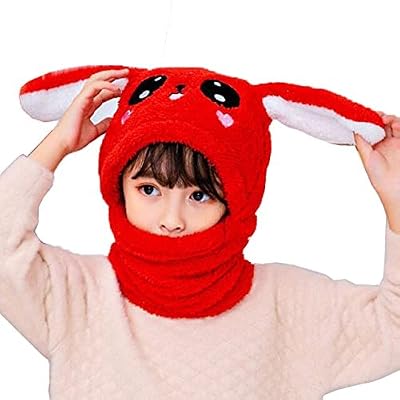 JMP Kid's Boy's & Girl's Winter Warm Faux Fur Animal Long Ear Panda Balaclava Hat Full Cover Earflap Hood Cap Neck Warme