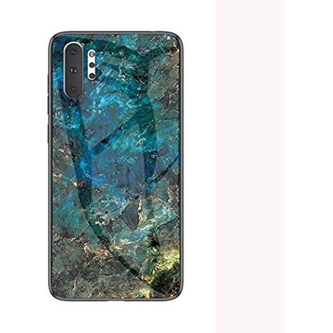 Luhuanx Samsung Galaxy Note 10 Plus Case,Note 10 Plus Case,Tempered Glass Emerald Green Stone Color Pattern Back+TPU Frame Hybrid Shell Slim Case Galaxy Note10 Plus Case(2019) Anti-Drop Cover