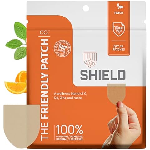 The Friendly Patch Shield Immunity Support Patch | Wearable Immune Boosters for Adults with Vitamin D3, C and Zinc | 28 Immunity Boost Patches Cover