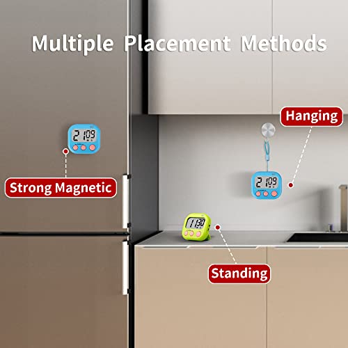 Timer For Kids Teachers Digital Kitchen Timers For Cooking Large Magnetic Classroom Timer 2Pack-Blue Green #TOP5