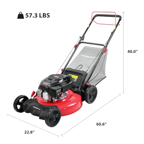 Image of PowerSmart 21-Inch Self Propelled Gas Lawn Mower, 170cc OHV Engine, Rear-Wheel Drive, Steel Deck, 3-in-1 Walk-Behind Mower