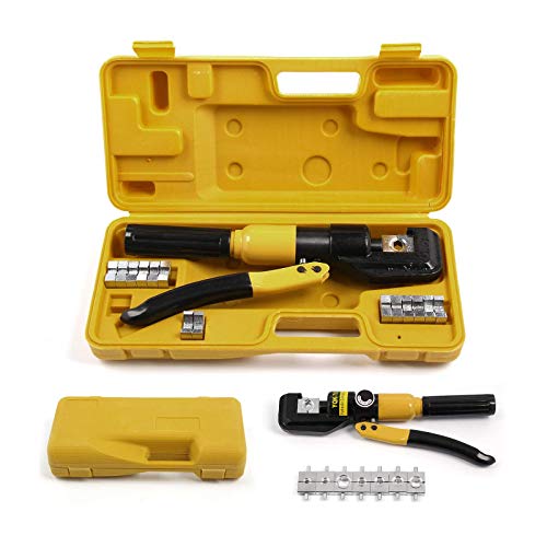 BLUE BAZAAR 8-Ton Hydraulic Crimping Tool Kit with 7 Dies Electric Battery-Powered Crimper for Wire Terminals & Lugs (470mm)