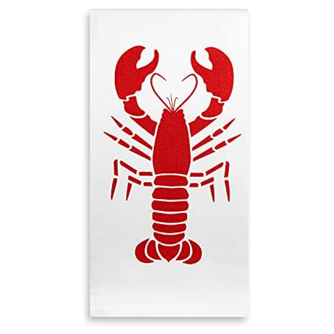 GMIcréatifs 100% White Cotton, Red Lobster Print, Multi Purpose Kitchen Dish Towel, Tea Towel, Hand Towel, Bar Towel, Absorbent. Measuring 20" x 28" inch. Cover