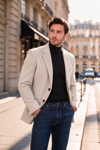 COOFANDY Men's Ribbed Slim Fit Knitted Turtleneck Pullover Sweater - image 2