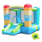 Doctor Dolphin Inflatable Bounce House for Kids, Bouncy House with Blower Indoor Outdoor, Inflatable Bouncer for Kids Party (Hot-air Balloon Theme)