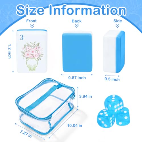 Entallor 166 American Mahjong Tile Set, 1.2" Mini Blue 3D Engraved Melamine Mahjong Tiles with Storage Bag & Dice, Travel Game for Adults, Friend & Family Game Night, Gifts for Mah-jongg Lovers - Image 3
