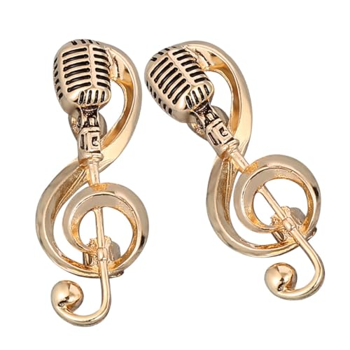 SAFIGLE Spille a Tema Musicale in Lega Resistente, Set Da 2 Pezzi Microfono e Nota Musicale Retrò, Spille Da Bavero Unisex Per Abbigliamento e Abiti Femminili Eleganti