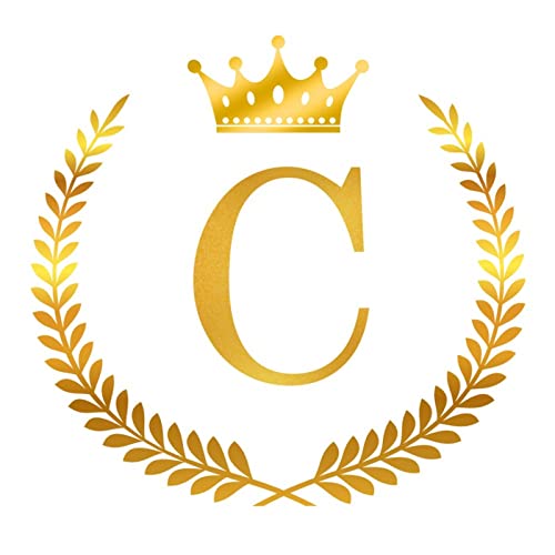 Yinrune Golden Alphabet With Wreath Crown Monogram Vinyl Wall Decals Initial Letter C Peel And Stick Wall Murals Stickers Wall Art Decal For Family Friend Women Wedding Anniversary 36 Inch #TOP5