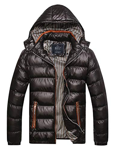 KJHSDNN Abrigo de Plumas Acolchada Hombres Chaquetas Impermeables con Capucha Otoño Invierno Esquiar
