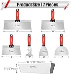 SHALL Drywall Knife Set, 7 Pcs Stainless Steel Drywall Hand Tool Kit Includes Putty Knife, Taping Knife, Painter Scraper Tool & 12" Mud Pan for Joint Taping, Finishing, Patching on Drywall, Wallpaper