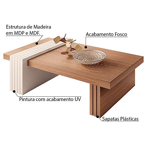 Mesa de Centro para Sala de Estar Riad Nature/Off White - Gran Belo