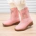 BMCiTYBM Toddler Cowgirl Cowboy Boots Boys Girls Square Toe Western Boots Mid Calf Side Zipper Riding Shoes for All Seasons Pink Size 11 Little Kid