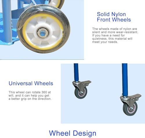Heavy Duty Foldable Dual Cylinder Trolley Cart with Wheels - Durable Steel Holder for Hospital, Factory, Laboratory Use - 100cm Height, Portable & Easy to Maneuver
