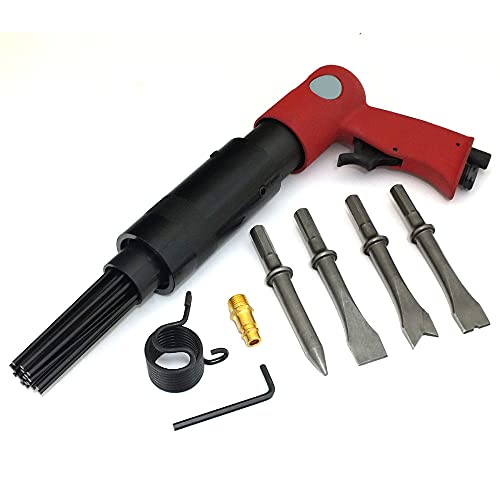 150mm Air Hammer with 4 x 120mm Chisels and Rust and Paint Removing Needle De-Scaler Attachment